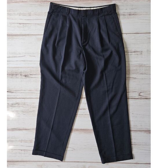 Slates Navy Pleated Trouser Pant sz W36 L32 - Picture 1 of 5